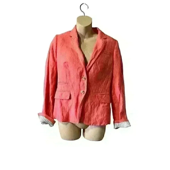 J. Crew Womens Blazer Orange Coral Two Button Schoolboy Lined Work Suit Jacket 4 - Picture 1 of 9